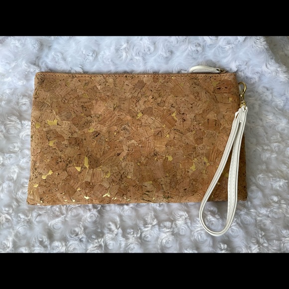 Clutch purse, Cork with leather and fabric details - Picture 2 of 6